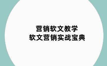 营销软文教学 软文营销实战宝典